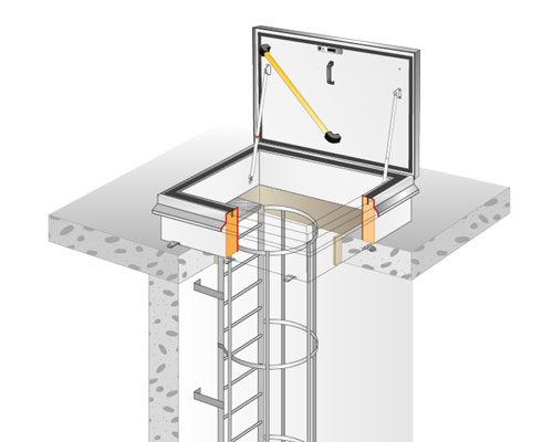 Dakluik met vaste verticale ladder